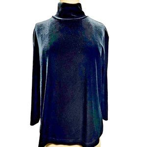 Lands' End Black Velvet Turtleneck Pullover Top Size XL / 18 - 20